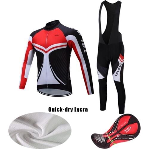 Free Shipping Long Sleeve Cycling Jersey Set Men 2021 Fashion Road Bike Clothing BIB Kit Male Bicycle Clothes MTB Suit Uniform