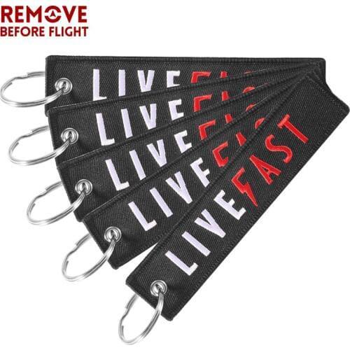 50 PCS Black LIVE FAST Key Holder for Cars and Motorcycles Car Key Chains Fashion Car Keychains Jewelry
