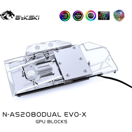 Bykski PC water cooling Radiator GPU cooler video Graphics Card Water Block for ASUS DUAL RTX 2080 2070S Evo N-AS2080DUAL EVO-X