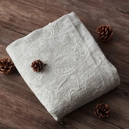 Quality cotton and linen fabric Jacquard embroidery tissu robe one-piece dress clothes telas