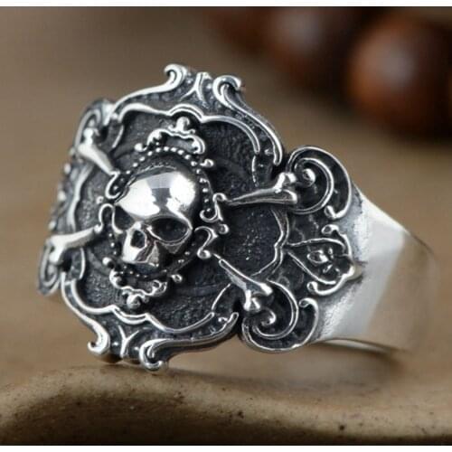 925 Sterling Silver Punk Skeleton Resizable Size Men Ring Dark Souls Trump S925 Luxury Amulet Tokyo Ghoul Mens Rings