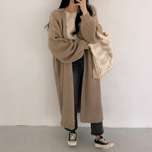 Fashion Long Cardigan Sweater Womens 2021 Autumn and Winter New Warm All-match Sweater Long Coat Sweater