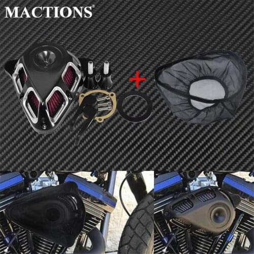 Motorcycle Turnable Air Filter Multi-Angle Air Cleaner Filter W/ Waterproof Protective Cover Rain Sock For Harley Touring Dyna