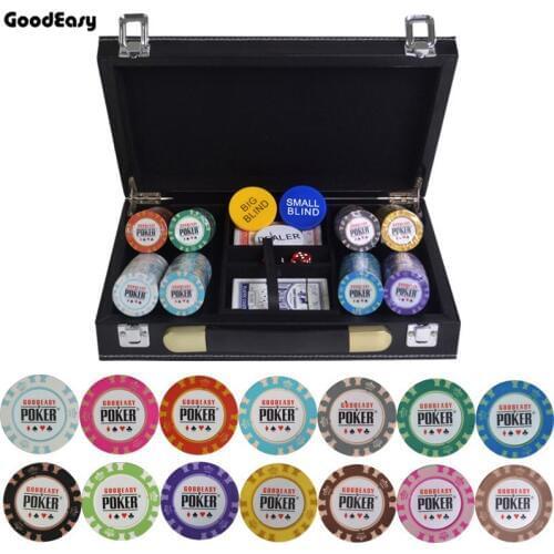 200/300/400/500PCS/Set Casino Crown POKER Poker Chip Set Texas Hold'em Baccarat Chips With Leather Suitcase and Table Cloth