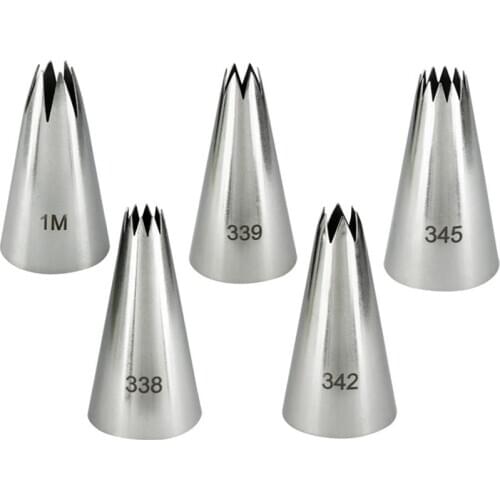 Medium Open Star Tips Stainless Steel Icing Piping Nozzles Cake Decorating Pastry Tip Sets Cupcake Tools Bakeware