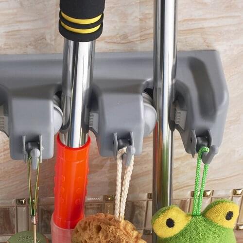 Wall-mounted mop storage bag brush broom hanger multifunctional broom rack plastic mop rack bathroom kitchen storage 3 styles