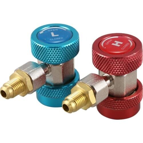 One Pair R134A High Low Quick Coupler Connector Adapters Type AC Manifold Gauge Auto Set for A/C Manifold Gauge Brass Adapter