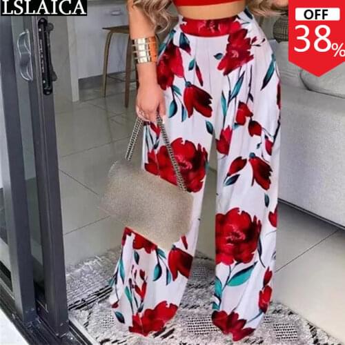Wholesale Items Wide Pants Printed New Arrival Fashion Elegant Casual Pants Womens Loose Streetwear Hot Sale Female Trousers