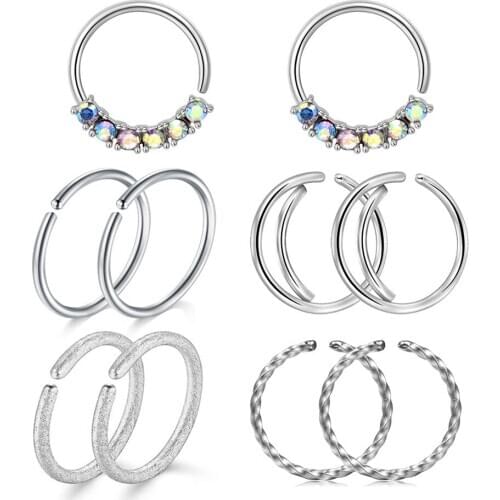 20G Fake Nose Rings Faux Septum Rings Piercing Surgical Steel Matte Moon for Cartilage Helix Daithe Rook Earring Body Jewelry