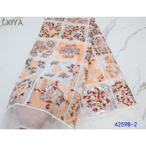 Luxury Sequin Lace Fabric French African Mesh Tulle Laces Fabrics for Wedding Party High Quality Nigerian Net Lace APW4259B