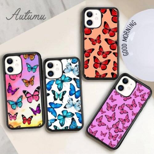 Butterflys Pink & Blue Phone Case for iPhone 11 12 Pro Max mini X XR XS SE 2020 5 6S 7 8 Plus Samsung Galaxy S9 S10 Cover shell