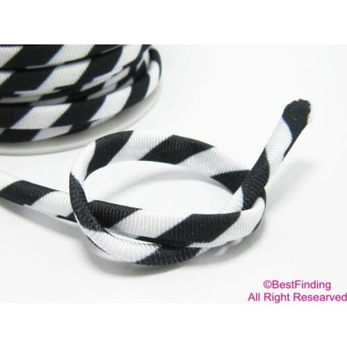 Lycra cord Check flag 5mm Elastic lycra cord Black white stitched Lycra strips Teutonic Knights