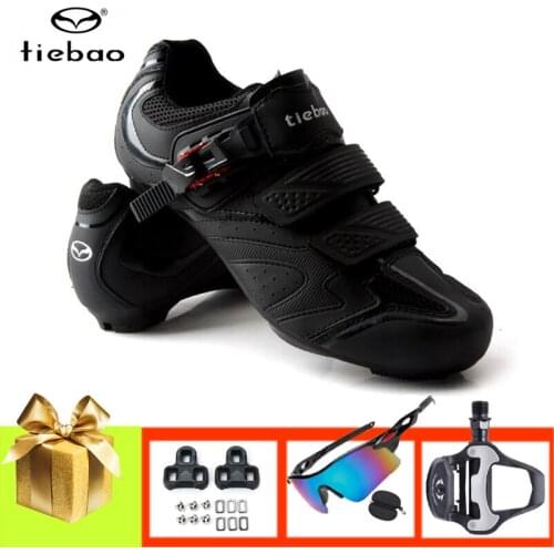 TIEBAO Cycling Shoes Road Wear-resistant Athletic Riding Bicycle Sneakers Add SPD-SL Pedals Self-locking Breathable Outdoor
