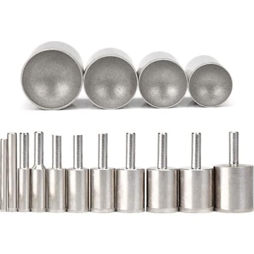 1pc 6mm Shank Diamond Grinding Head Mounted Points Spherical Concave Jade Carving Burrs For Rotary Tool Fine Rough Sand Polisher