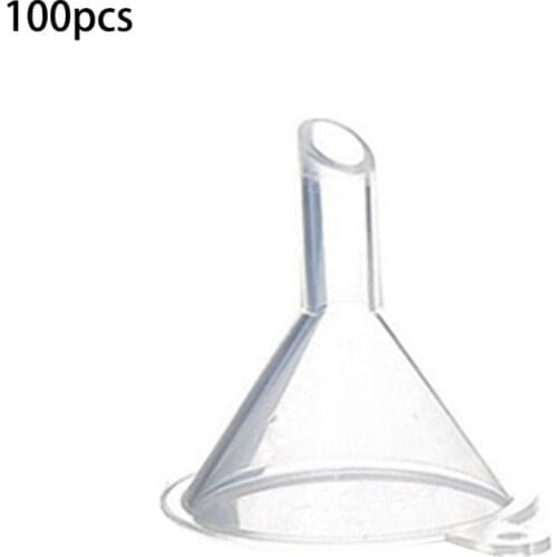 100 PCS Mini Funnel,Clear Plastic Funnels Multi-Purpose Funnels for Perfume Fragrance Essential Oils, Lab Bottles, Sand