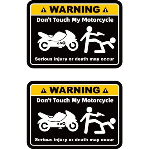 2 Pcs Don't Touch My Motorcycle Serious Warning Slogan Reflective Waterproof Body Stickers Decals 8cmx5.6cm