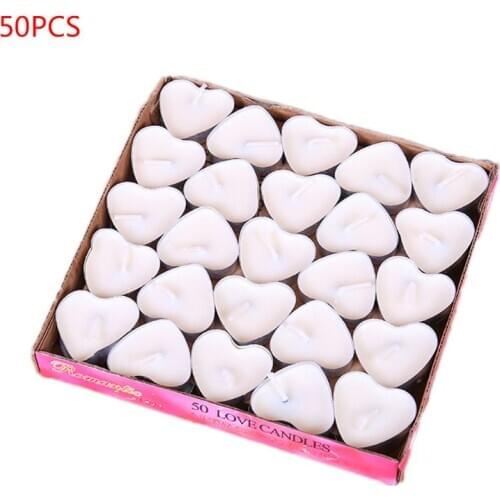 "2020 New 50pcs/box Love Heart Tealight Candles Smokeless Candle Valentine Proposal Gift Handmade Shape Model Number Product"