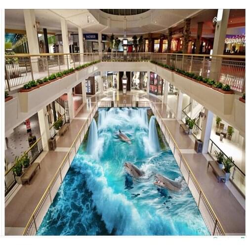 3d customized wallpaper wallpaper for bathroom waterproof Falls Beach 3D Floor pvc self-adhesive wallpaper