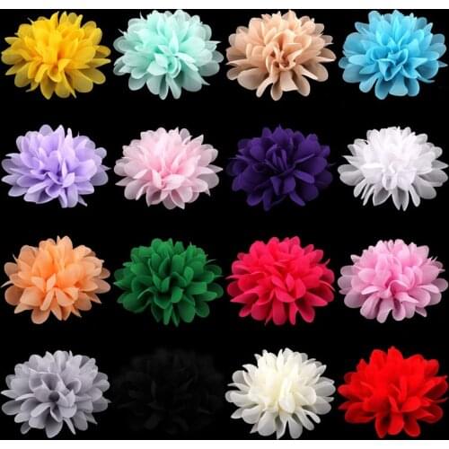 5pcs/lot 4" 16 Colors Newborn Soft Chiffon Fabric Flowers For Children Hair Accessories Artificial Fabric Flower For Headbands