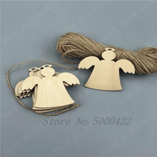50pcs Angel Wood Card Hanging Wooden Tags Christmas Ornaments Christmas for Home Xmas Tree Decor Baby Shower Birthday Card