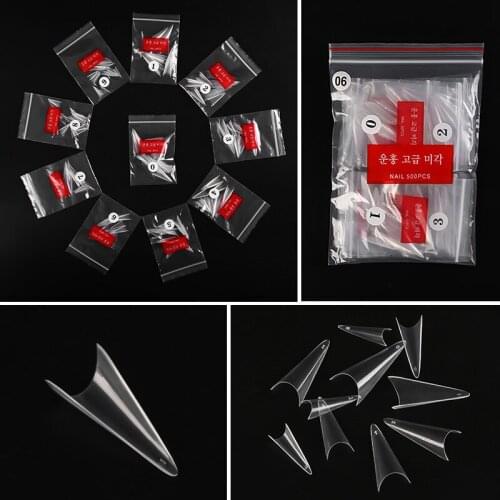 500PCS Natural Color French False Nail Tips Artificial Fake Nails Art Acrylic Manicure Tools Different Size Nail Extension Mold