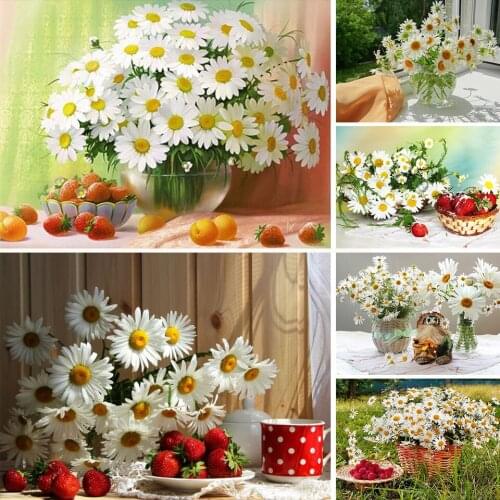 5D DIY Diamond Painting Daisy Flowers Cross Stitch Kits Full Drill Square Embroidery Mosaic Art Picture of Rhinestones Gift