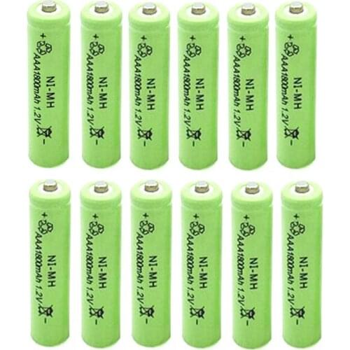 12pcs/Lot High Energy 1.2V 1800mAh NiMh AAA Rechargeable Battery Ni-mh AAA Batteries Battria FREE shipping