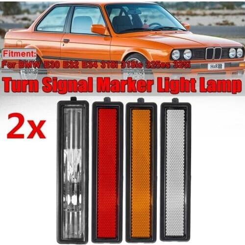 2pcs Car Rear Left Right Side Turn Signal Marker Light Lamp Lens Cover For BMW E30 E32 E34 318i 318is 325es 325i 63141377849