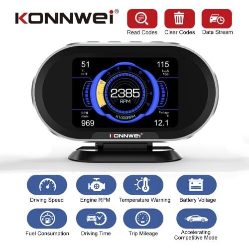 Konnwei KW206 Profeesional On-Board Computer OBD2 Scanner Automotivo Gauge Diagnostic LCD Monitor OBD 2 Car Digital Display