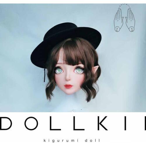 DOLLKII-C) Top Quality Handmade Female Girl Resin Half Head Cosplay Japanese Role Play BJD Kigurumi Mask Crossdresser Doll Mask