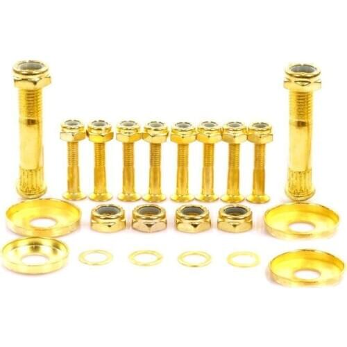 26pcs Skateboard Parts golden color combo 8pcs skateboard hardware 2pcs skateboard truck kingpin 4pcs cup washer bearing rings