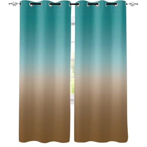 Brown Cyan Turquoise Gradient Window Curtains Home Decor Living Room Curtains Bathroom Bedroom Window Drapes