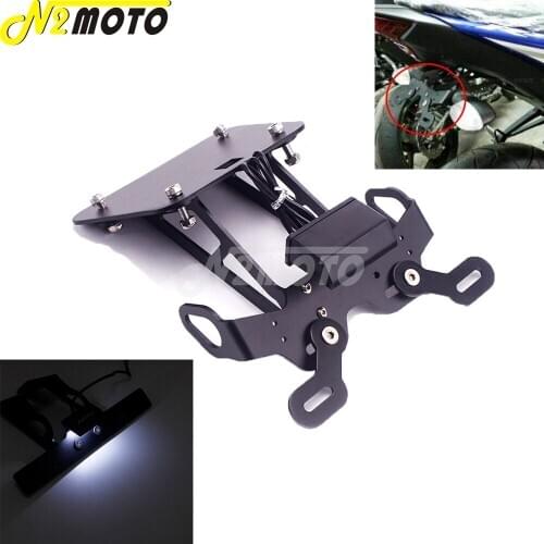 LED Light Black Rear License Plate Mount Bracket Registration Fender Frame Accessories For Yamaha YZF R25 R3 MT 25 03 2014-2020