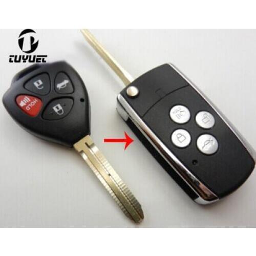 Modified Folding Flip 4 Buttons Remote Key Shell For Toyota Camry RAV4 Blanks Case