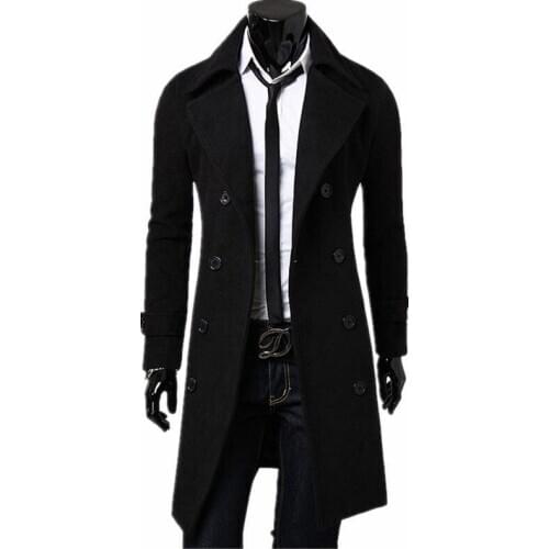 Mens Trench Coat 2019 New Fashion Designer Men Long Coat Autumn Winter Double-breasted Windproof Slim Trench Coat Men Plus Size
