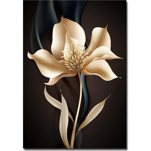 Abstract Black Golden Flower Printed 11CT Cross Stitch Embroidery Full Kit DMC Threads Handmade Painting Knitting Mulina