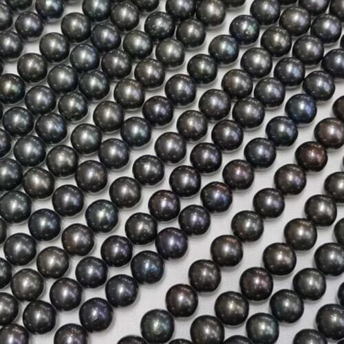 AA 8 Strands 10mm black cultured pearl loose beads strings #ZJ9000512
