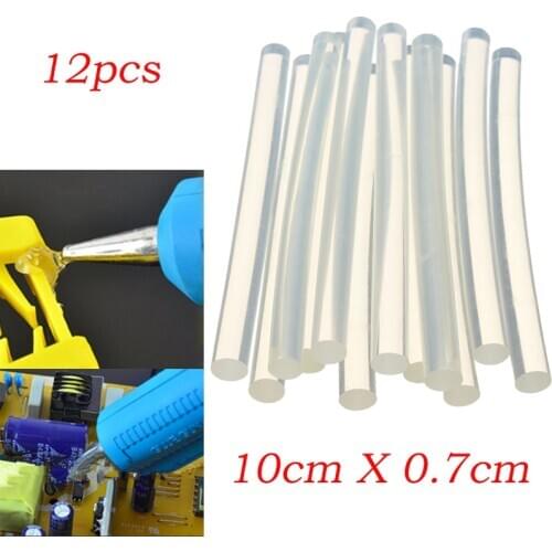 New 12Pcs/Set Plastic Hot Melt Glue Stick for For Plastic Wood Fabric Electronics Metal Leather Home Office Supplies 7mm*100mm