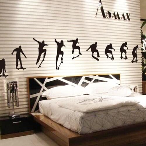 New black roller skating silhouette sitting room bedroom home decoration wall stickers on the wall