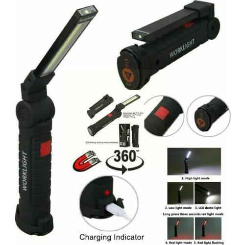 New LED Work Light Magnetic Base Ultra Bright COB Recharge Camping Lamp For Car Repair Home Flashlight Outdoor Inspection U D1D7