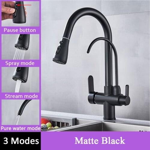 Purified Kitchen Faucet 360 Degree Rotation Hot Cold Water Deck Chrome Filter Sinks Mixer Tap with Tap for Drinking Water