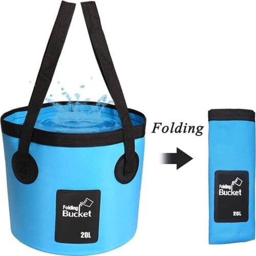 12L 20L Portable Folding Bucket Water Storage Bag Storage Bag Waterproof Water Bag Fishing Folding Bucket Camping Hiking Buckets