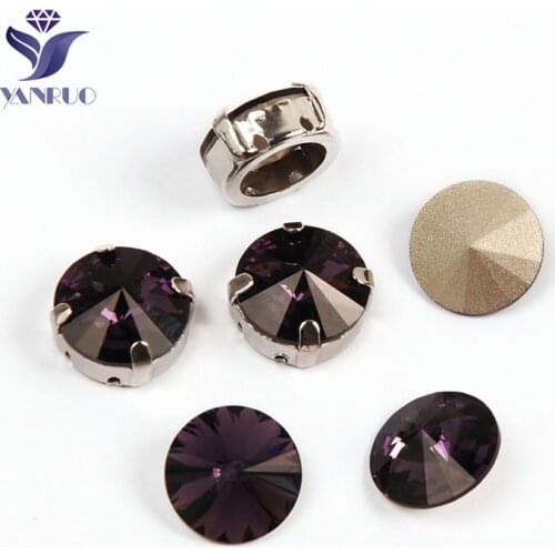 YANRUO 1122 Amethyst Sewing Crystal Glass Stones Pointback Strass Claw Setting Rhinestones For Jewelry Clothes Dresses