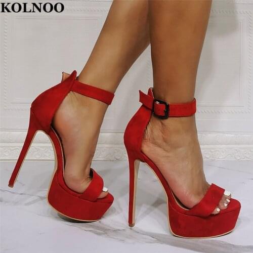 Kolnoo New Real Pictures Womens High Heels Sandals Open-Toe Buckle Strap Sexy Platform Evening Summer Fashion Daily Wear Shoes