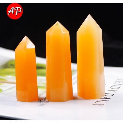 1pc Natural Crystal Point Yellow Jelly Jade Healing Obelisk Quartz Wand Ornament For Home Decor Reiki Energy Stone Pyramid Gift