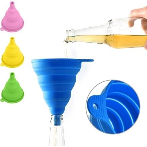 1Pcs Retractable Funnel Plastic Silicone Gadget Portable Mini Foldable Funnel Silicone Collapsible Kitchen Tool Accessories