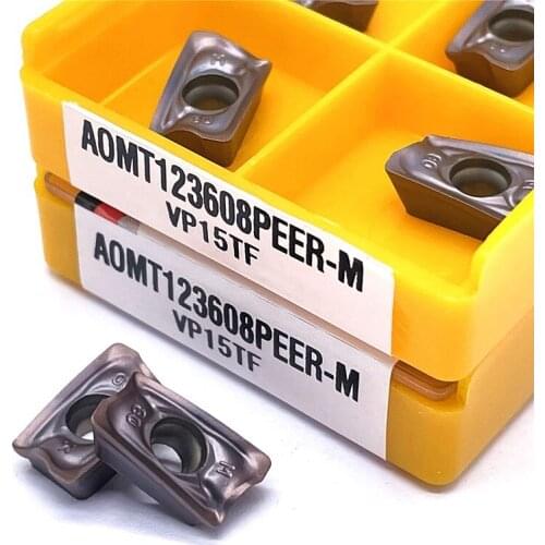 10PCS AOMT123608-PEER-M VP15TF External Turning Tools Carbide insert Lathe cutter Tool turning insert