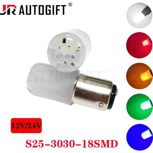 100PCS P21W Led Bulb 1157 P21/5W BAY15D Led 1156 BA15S Lamp 18SMD 3030 Chip Super Bright Auto Light Source Reverse Bulb 12V