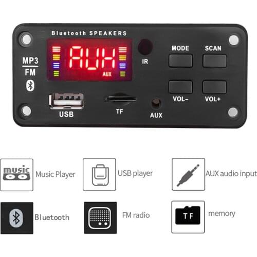 12v Amplifier MP3 Decoder Board Bluetooth5.0 Wireless USB Mp3 Player TFCard FM Remote Radio For Speaker Decoding Board Accessory