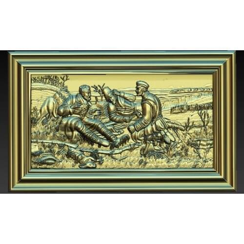 3d model relief for cnc router 3d printer artcam aspire in STL file format -russian hunting scene